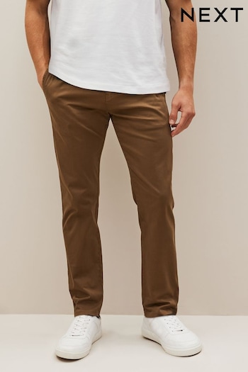 Tan Brown Slim Fit Premium Laundered Stretch Chinos Trousers (197890) | £32