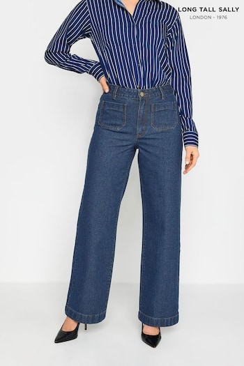 Long Tall Sally Indigo Blue Pocket Detail Wide Leg Jeans (198084) | £39