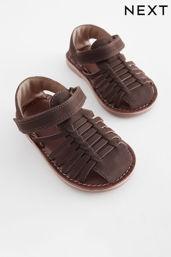 Chocolate Brown Leather Closed Toe Sandals (198473) | £20 - £24