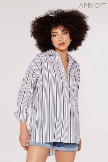 Apricot Cream & Grey Woven Stripe Oversized Shirt (198510) | £35