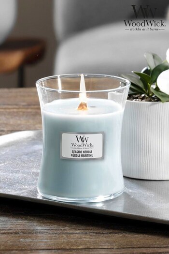 Woodwick Blue Medium Hourglass Scented Candle with Crackle Wick Neroli (198524) | £25