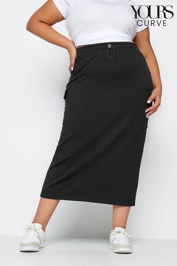 Yours Curve Black Sweat Skirt With Cargo Pockets (198684) | £22