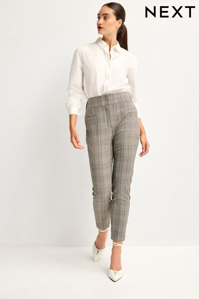 Grey check paperbag trousers outlet