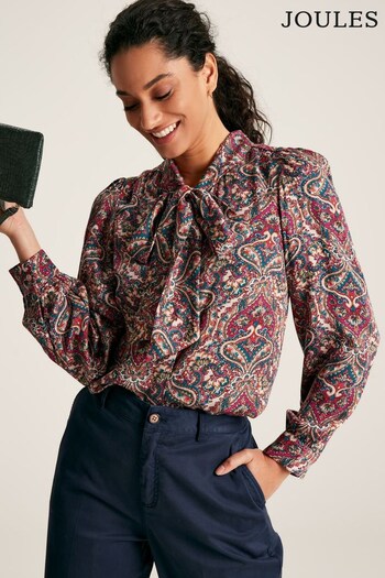 Joules Everly Pink Tie Neck Blouse (198764) | £59.95