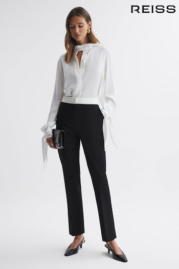 Reiss Black Olivia Tapered Contrast Waistband purple Trousers (198824) | £168