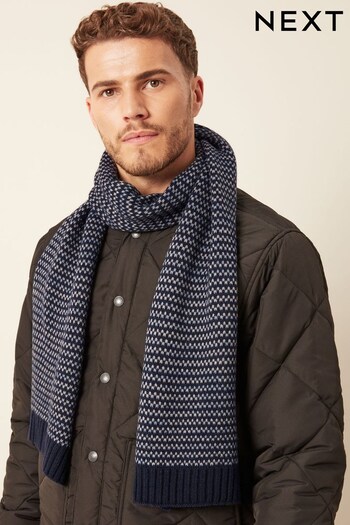Navy Blue Textured Knitted Scarf (199063) | £15