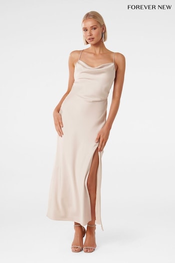 Forever New White Remy Tie Back Satin Maxi Dress (199262) | £55
