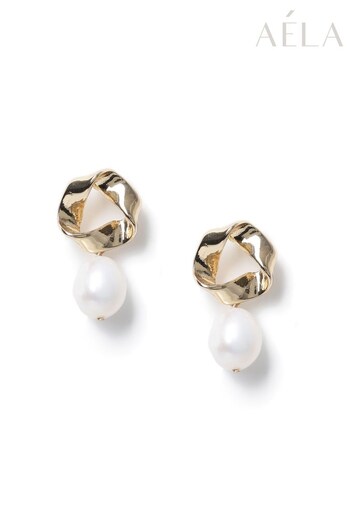 Aela Gold Tone Fresh Water Pearl Earrings (199325) | £22.50
