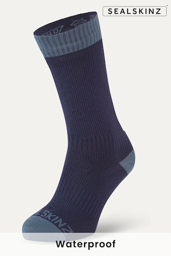 Sealskinz Wiveton Waterproof Warm Weather Mid Length Black Socks (199547) | £33
