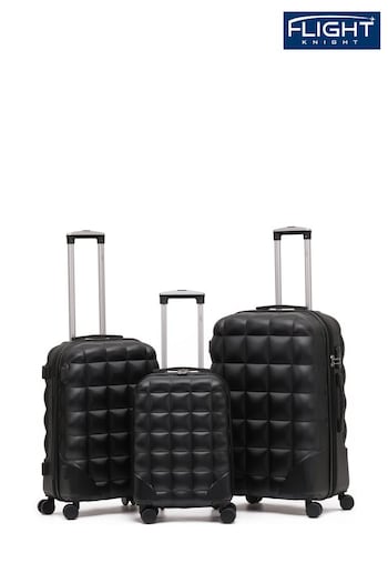 Flight Knight Hardcase Large Check in Suitcases and Cabin Case Black/Silver Set of 3 (199943) | £150