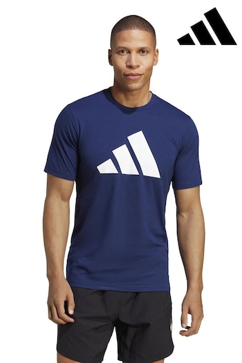 adidas Blue Train Essentials Feelready Logo Training T-Shirt (1C6413) | £25