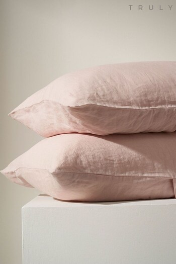 Truly Blush Pink Linen Housewife Pillow Cases (1GH621) | £55