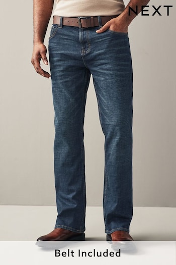 Washed Blue Bootcut Belted Authentic med Jeans (200479) | £45