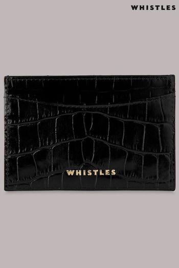 Whistles Black Shiny Croc Card Holder (200750) | £12.50