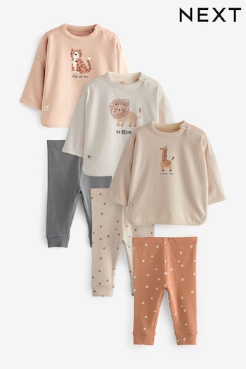 Neutral Safari Baby T-Shirts And elasticated Leggings Set 6 Pack (201074) | £28 - £30