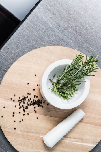 Kitchen Pantry White Marble Pestle and Mortar (201402) | £30