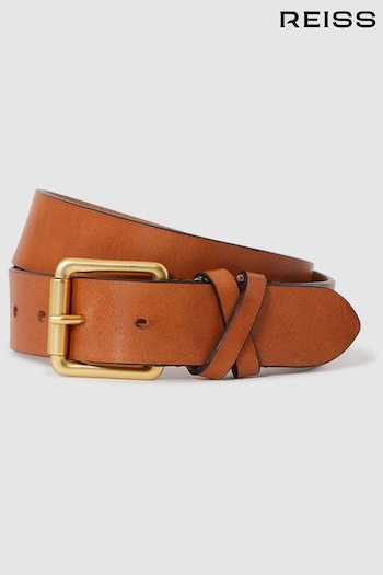 Reiss Tan Annie Leather Buckle Belt (201482) | £68