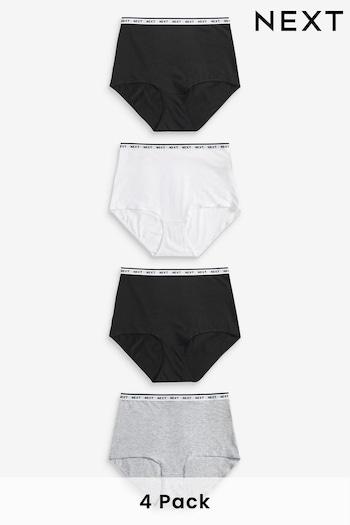 White/Black/Grey Full Brief Cotton Rich Logo Knickers 4 Pack (201787) | £18