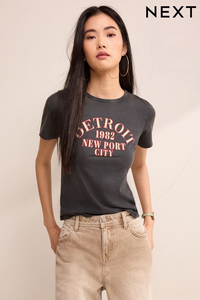 Buy Women s T Shirts Green Graphic Tops Online Next UK