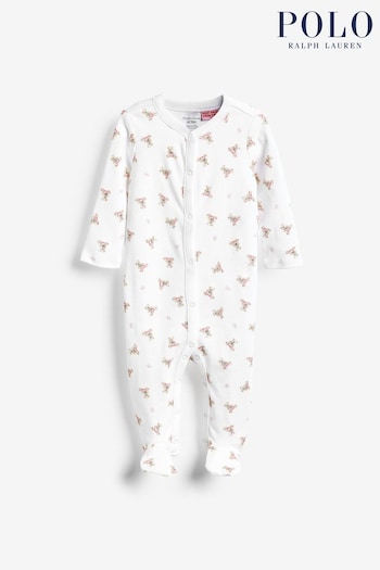 Polo Ralph Lauren Girls Baby Pink Bears Babygrow (202350) | £55