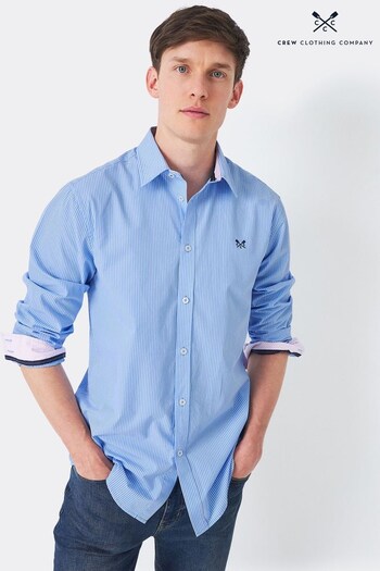 Crew Clothing Company Blue Stripe Cotton Classic Shirt (202842) | £57