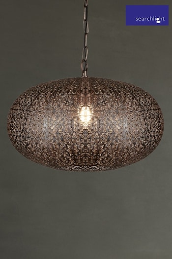 Searchlight Antique Copper Fretwork Ceiling Light Pendant (202919) | £75