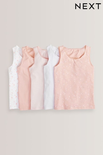 Pink/White Star/Stripe 5 Pack Vests (1.5-16yrs) (202967) | £11 - £15