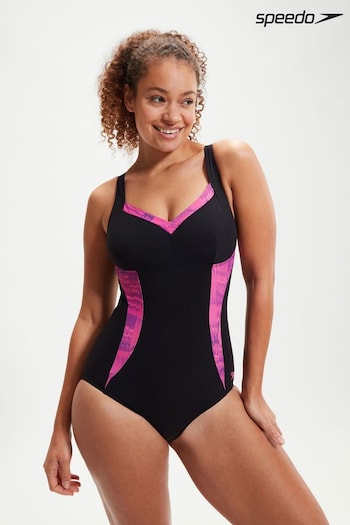 Speedo Womens Shaping Printed LunaElustre 1 Piece Black Swimsuit (203005) | £50