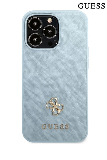 Guess branding Blue iPhone 13 Pro Saffiano Case with Small Gold 4G Logo (203205) | £40