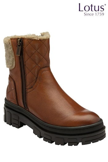 Lotus Brown Leather Zip-Up Ankle Boots (203731) | £90