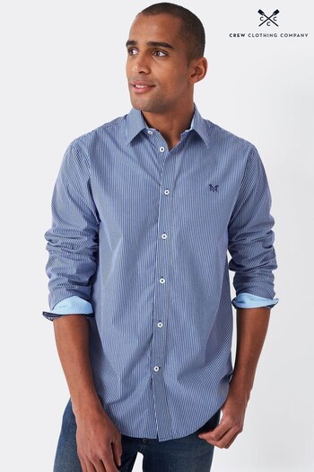 Crew Clothing Company Blue Stripe Cotton Classic Shirt (204182) | £57