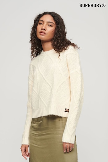Superdry White Chunky Cable Knitwear Jumper (204990) | £65