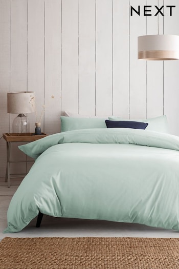 Duck Egg Blue Cotton Rich Plain Duvet Cover and Pillowcase Set (205215) | £18 - £45