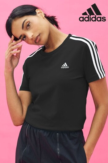 adidas Black Sportswear Era Essentials Slim 3-Stripes T-Shirt (205241) | £23