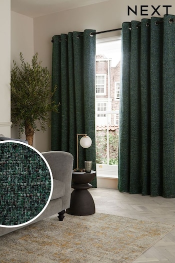 Green JuzsportsShops Multi Chenille Eyelet Lined Curtains (205340) | £90 - £220
