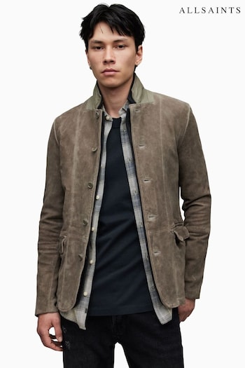 AllSaints Grey Survey Leather Blazer (205424) | £399