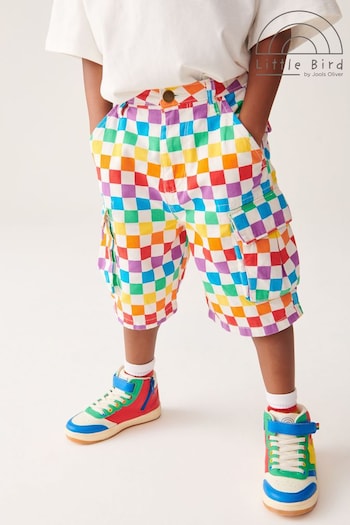 Little Bird by Jools Oliver Multi Rainbow Checkerboard Cargo Shorts perforated (205818) | £20 - £26