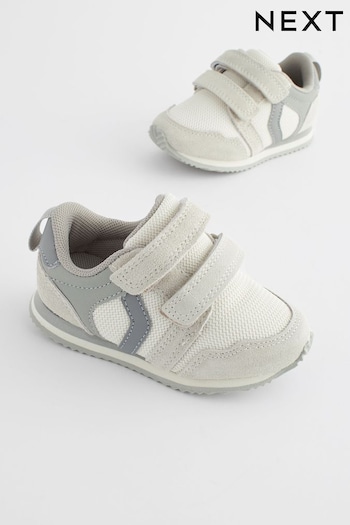 Neutral White Wide Fit (G) Double Strap Trainers (205903) | £23 - £25