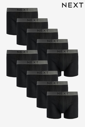 Black 10 pack A-Front Pure Cotton Boxers (206496) | £44