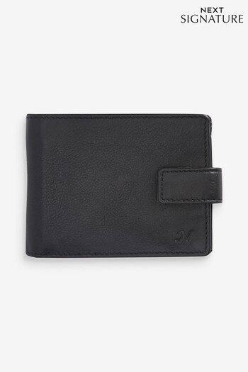 Black Monogram Signature Italian Leather Extra Capacity Wallet (206730) | £30