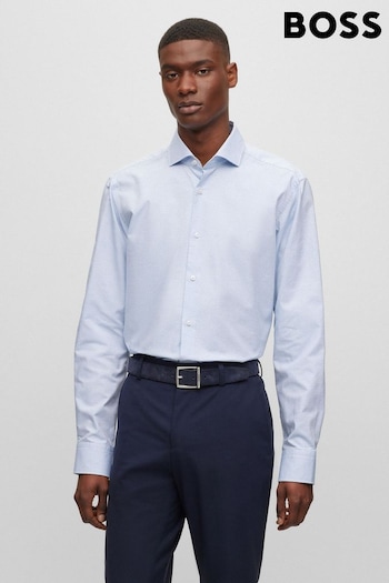 BOSS White Regular Fit Shirt in Structured Stretch Cotton (206969) | £89