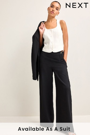 Black Tailored Crepe Super Wide Run Trousers (207253) | £44