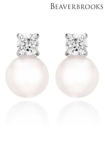 Beaverbrooks Simulated Pearl And Cubic Zirconia Drop Earrings (207274) | £35