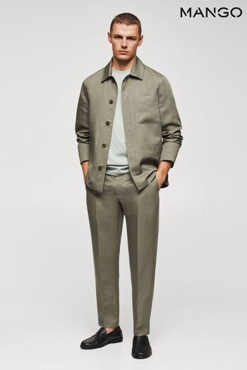 Mango Slim Fit 100% Linen asymmetric-hem Trousers (207441) | £60