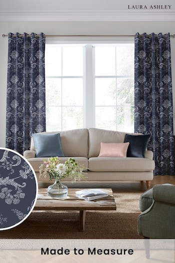 Laura Ashley Blue Josette Made to Measure Curtains (207474) | £91