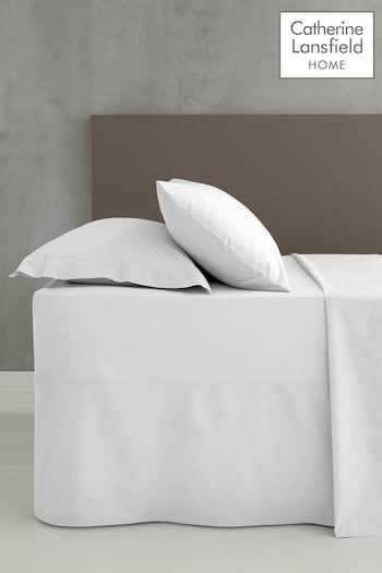 Catherine Lansfield White Percale Base Valance Sheet (207540) | £19 - £26