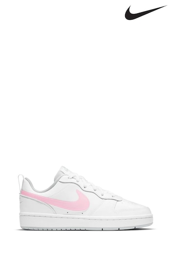Nike White/Pink Court Borough Low Youth Trainers (208439) | £50