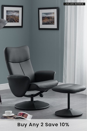 Julian Bowen White Lugano Recliner and Stool Set (208990) | £230