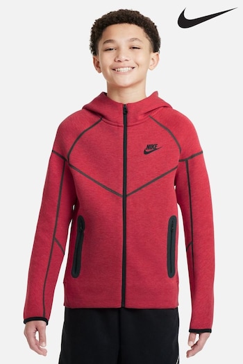 Nike Footwear Red Tech Fleece Zip Through Hoodie (209594) | £83