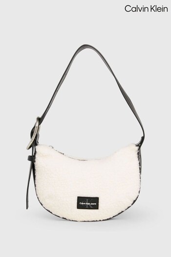 Calvin Klein Sherpa Small Crescent White Bag (209627) | £100